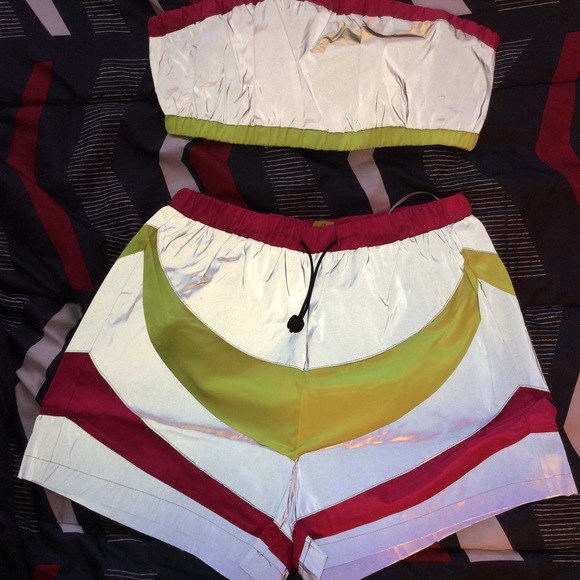 Neon reflective short set - Picture 2 of 4